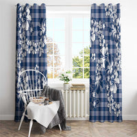 Hibiscus Pakala Cobalt Blue Royal Window Curtain Tropical Floral Stylized - Polynesian Pride
