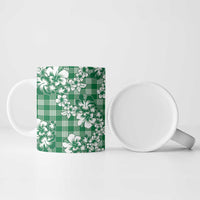Hibiscus Pakala Emerald Green Ceramic Mug Tropical Floral Stylized - Polynesian Pride