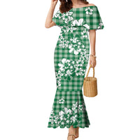 Hibiscus Pakala Emerald Green Family Matching Mermaid Dress and Hawaiian Shirt Tropical Floral Stylized LT01 Mom's Dress Green - Polynesian Pride