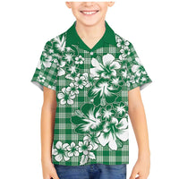 Hibiscus Pakala Emerald Green Family Matching Mermaid Dress and Hawaiian Shirt Tropical Floral Stylized LT01 Son's Shirt Green - Polynesian Pride