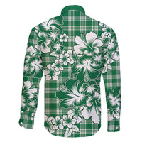 Hibiscus Pakala Emerald Green Family Matching Off Shoulder Maxi Dress and Hawaiian Shirt Tropical Floral Stylized LT01 - Polynesian Pride