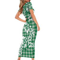 Hibiscus Pakala Emerald Green Family Matching Short Sleeve Bodycon Dress and Hawaiian Shirt Tropical Floral Stylized LT01 - Polynesian Pride