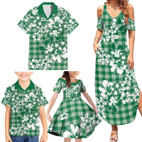 Hibiscus Pakala Emerald Green Family Matching Summer Maxi Dress and Hawaiian Shirt Tropical Floral Stylized LT01 - Polynesian Pride