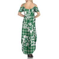 Hibiscus Pakala Emerald Green Family Matching Summer Maxi Dress and Hawaiian Shirt Tropical Floral Stylized LT01 - Polynesian Pride