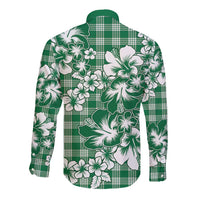 Hibiscus Pakala Emerald Green Long Sleeve Button Shirt Tropical Floral Stylized LT01 - Polynesian Pride