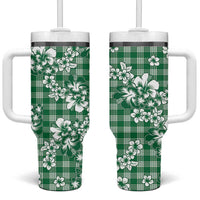 Hibiscus Pakala Emerald Green Tumbler With Handle Tropical Floral Stylized - Polynesian Pride