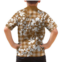 Hibiscus Pakala Bronze Brown Family Matching Mermaid Dress and Hawaiian Shirt Tropical Floral Stylized LT01 - Polynesian Pride