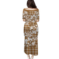 Hibiscus Pakala Bronze Brown Family Matching Puletasi and Hawaiian Shirt Tropical Floral Stylized LT01 - Polynesian Pride