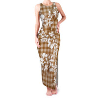 Hibiscus Pakala Bronze Brown Family Matching Tank Maxi Dress and Hawaiian Shirt Tropical Floral Stylized LT01 Mom's Dress Brown - Polynesian Pride