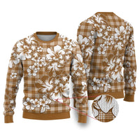 Hibiscus Pakala Bronze Brown Ugly Christmas Sweater Tropical Floral Stylized - Polynesian Pride