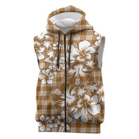 Hibiscus Pakala Bronze Brown Sleeveless Zip Hoodie Tropical Floral Stylized - Polynesian Pride