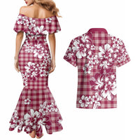 Hibiscus Pakala Royal Magenta Couples Matching Mermaid Dress and Hawaiian Shirt Tropical Floral Stylized LT01 - Polynesian Pride