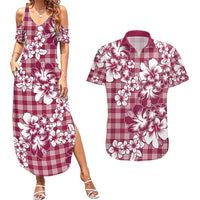 Hibiscus Pakala Royal Magenta Couples Matching Summer Maxi Dress and Hawaiian Shirt Tropical Floral Stylized LT01 Magenta - Polynesian Pride