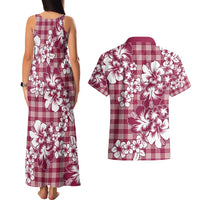 Hibiscus Pakala Royal Magenta Couples Matching Tank Maxi Dress and Hawaiian Shirt Tropical Floral Stylized LT01 - Polynesian Pride