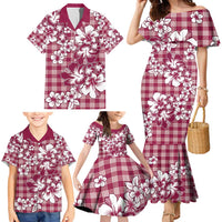 Hibiscus Pakala Royal Magenta Family Matching Mermaid Dress and Hawaiian Shirt Tropical Floral Stylized LT01 - Polynesian Pride