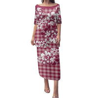 Hibiscus Pakala Royal Magenta Family Matching Puletasi and Hawaiian Shirt Tropical Floral Stylized LT01 Mom's Dress Magenta - Polynesian Pride