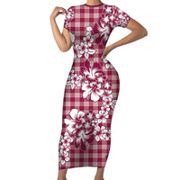 Hibiscus Pakala Royal Magenta Family Matching Short Sleeve Bodycon Dress and Hawaiian Shirt Tropical Floral Stylized LT01 Mom's Dress Magenta - Polynesian Pride