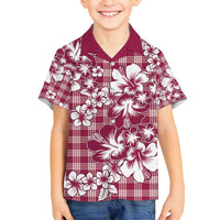 Hibiscus Pakala Royal Magenta Family Matching Tank Maxi Dress and Hawaiian Shirt Tropical Floral Stylized LT01 Son's Shirt Magenta - Polynesian Pride