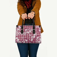 Hibiscus Pakala Royal Magenta Leather Bag Tropical Floral Stylized - Polynesian Pride