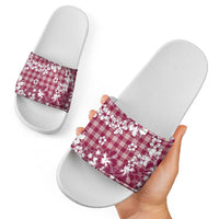 Hibiscus Pakala Royal Magenta Slide Sandals Tropical Floral Stylized - Polynesian Pride