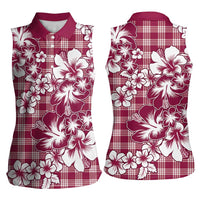 Hibiscus Pakala Royal Magenta Women Sleeveless Polo Shirt Tropical Floral Stylized LT01 - Polynesian Pride