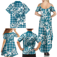 Hibiscus Pakala Ocean Depths Blue Family Matching Summer Maxi Dress and Hawaiian Shirt Tropical Floral Stylized LT01 - Polynesian Pride