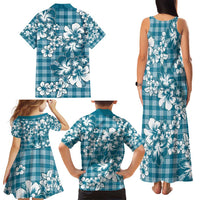 Hibiscus Pakala Ocean Depths Blue Family Matching Tank Maxi Dress and Hawaiian Shirt Tropical Floral Stylized LT01 - Polynesian Pride