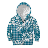 Hibiscus Pakala Ocean Depths Blue Kid Hoodie Tropical Floral Stylized - Polynesian Pride