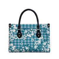 Hibiscus Pakala Ocean Depths Blue Leather Bag Tropical Floral Stylized - Polynesian Pride