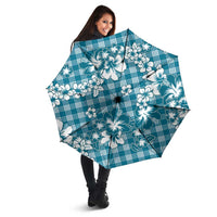 Hibiscus Pakala Ocean Depths Blue Umbrella Tropical Floral Stylized - Polynesian Pride