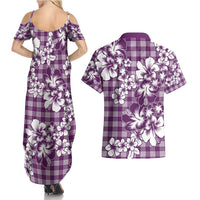 Hibiscus Pakala Sweetie Purple Couples Matching Summer Maxi Dress and Hawaiian Shirt Tropical Floral Stylized LT01 - Polynesian Pride