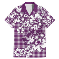 Hibiscus Pakala Sweetie Purple Family Matching Mermaid Dress and Hawaiian Shirt Tropical Floral Stylized LT01 Dad's Shirt - Short Sleeve Purple - Polynesian Pride