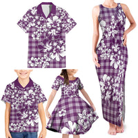 Hibiscus Pakala Sweetie Purple Family Matching Tank Maxi Dress and Hawaiian Shirt Tropical Floral Stylized LT01 - Polynesian Pride