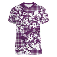 Hibiscus Pakala Sweetie Purple Women V-Neck T-Shirt Tropical Floral Stylized LT01 Female Purple - Polynesian Pride