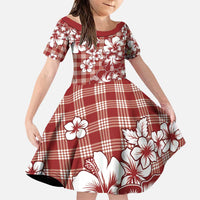 Hibiscus Pakala Fantasy Red Family Matching Puletasi and Hawaiian Shirt Tropical Floral Stylized LT01 Daughter's Dress Red - Polynesian Pride