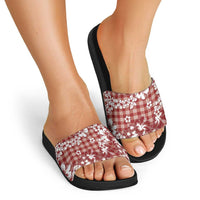 Hibiscus Pakala Fantasy Red Slide Sandals Tropical Floral Stylized - Polynesian Pride
