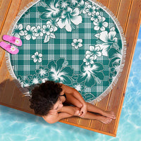 Hibiscus Pakala Aqua Teal Beach Blanket Tropical Floral Stylized - Polynesian Pride