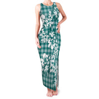Hibiscus Pakala Aqua Teal Family Matching Tank Maxi Dress and Hawaiian Shirt Tropical Floral Stylized LT01 Mom's Dress Teal - Polynesian Pride