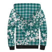 Hibiscus Pakala Aqua Teal Sherpa Hoodie Tropical Floral Stylized - Polynesian Pride