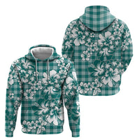 Hibiscus Pakala Aqua Teal Zip Hoodie Tropical Floral Stylized - Polynesian Pride
