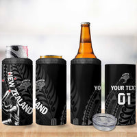 Custom New Zealand Cricket 4 in 1 Can Cooler Tumbler Maori Kiwi Black Fern LT01 - Polynesian Pride