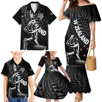 Custom New Zealand Cricket Family Matching Mermaid Dress and Hawaiian Shirt Maori Kiwi Black Fern LT01 - Polynesian Pride