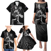 Custom New Zealand Cricket Family Matching Puletasi and Hawaiian Shirt Maori Kiwi Black Fern LT01 - Polynesian Pride