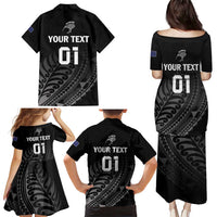 Custom New Zealand Cricket Family Matching Puletasi and Hawaiian Shirt Maori Kiwi Black Fern LT01 - Polynesian Pride