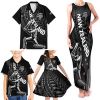 Custom New Zealand Cricket Family Matching Tank Maxi Dress and Hawaiian Shirt Maori Kiwi Black Fern LT01 - Polynesian Pride