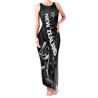 Custom New Zealand Cricket Family Matching Tank Maxi Dress and Hawaiian Shirt Maori Kiwi Black Fern LT01 Mom's Dress Black - Polynesian Pride