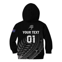 Custom New Zealand Cricket Kid Hoodie Maori Kiwi Black Fern LT01 - Polynesian Pride