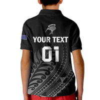 Custom New Zealand Cricket Kid Polo Shirt Maori Kiwi Black Fern LT01 - Polynesian Pride