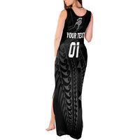 Custom New Zealand Cricket Tank Maxi Dress Maori Kiwi Black Fern LT01 - Polynesian Pride