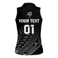 Custom New Zealand Cricket Women Sleeveless Polo Shirt Maori Kiwi Black Fern LT01 - Polynesian Pride